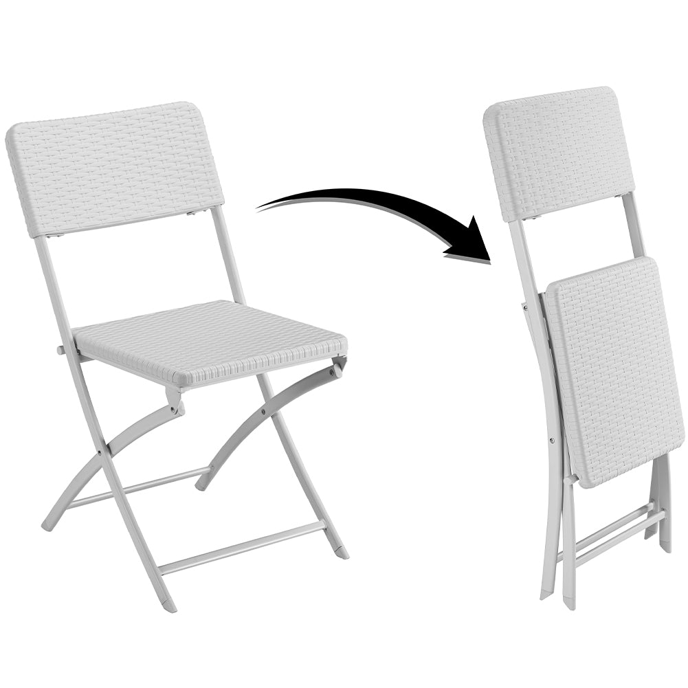 Set 2 Sedie da Giardino Pieghevoli in Polyrattan Bianco