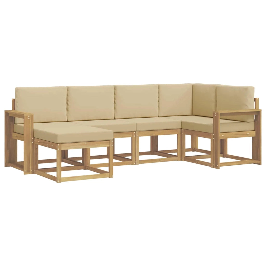 Set di divani da esterno 6 pz Bianco e Beige Poliestere 3387882