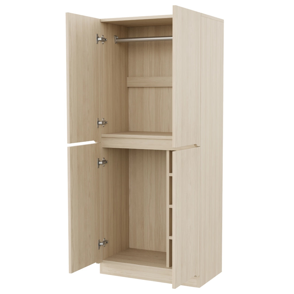 Armadio con 2 ante e vani interni per camera da letto, in legno e metallo, effetto legno naturale, 70 × 40 × 170 cm