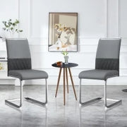 Set di 2 Sedie moderne per sala da pranzo, con schienale alto, in PU e tessuto, per Cucina e ufficio, Grigio