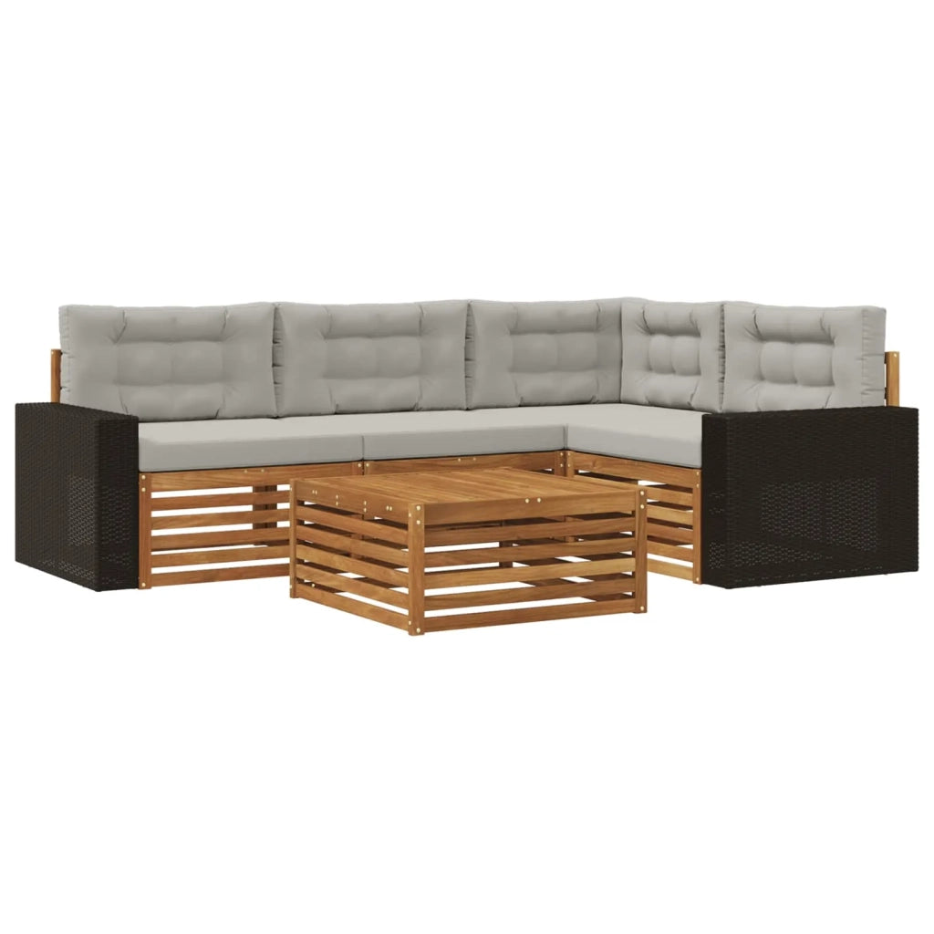 Set di divani da esterno 5 pz Naturale e Grigio Chiaro 3383334