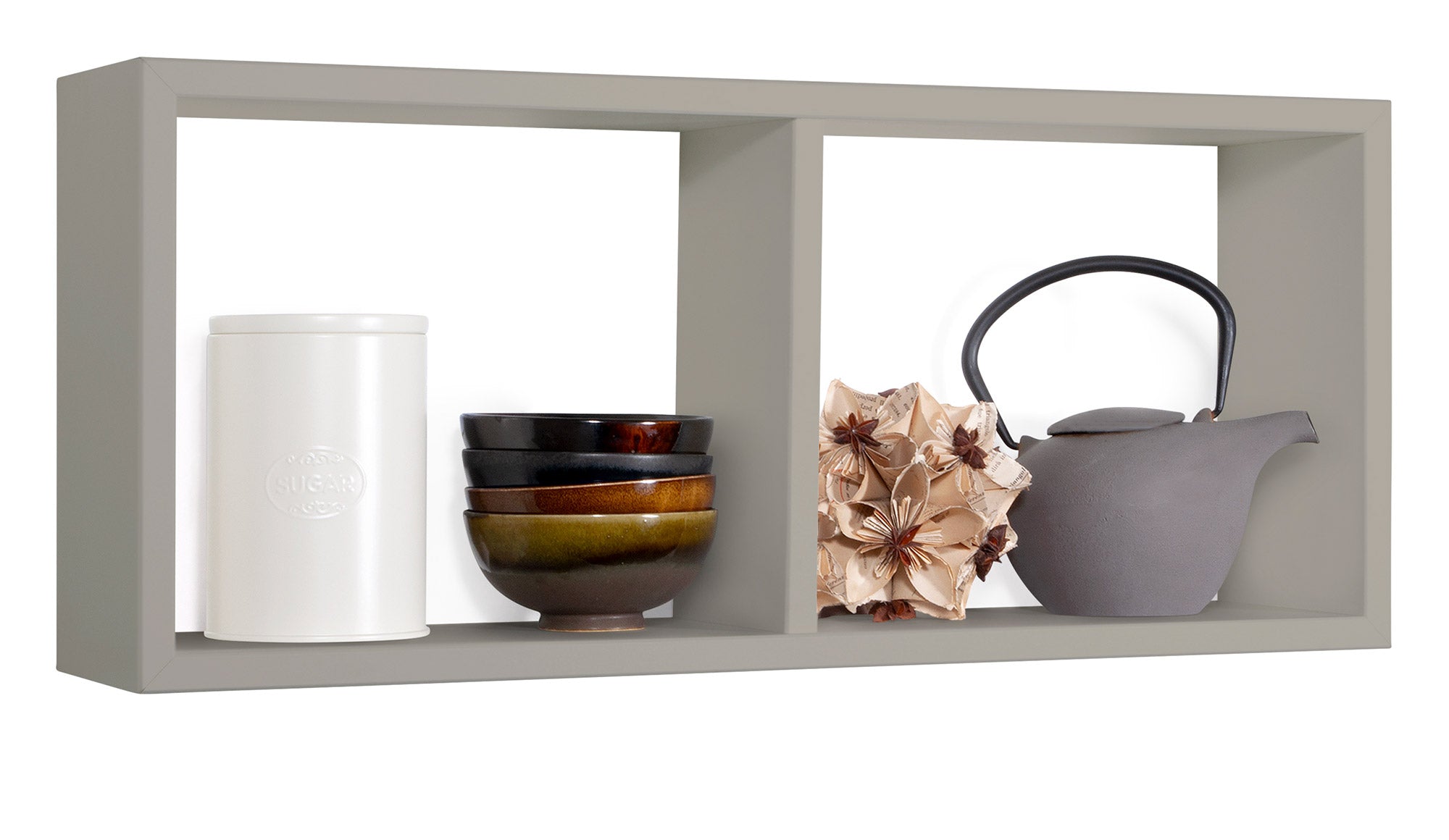 Mensola Rettangolare 2 Scomparti da Parete 70x30x15,5 cm in Fibra di Legno Morgana Marrone Talpa