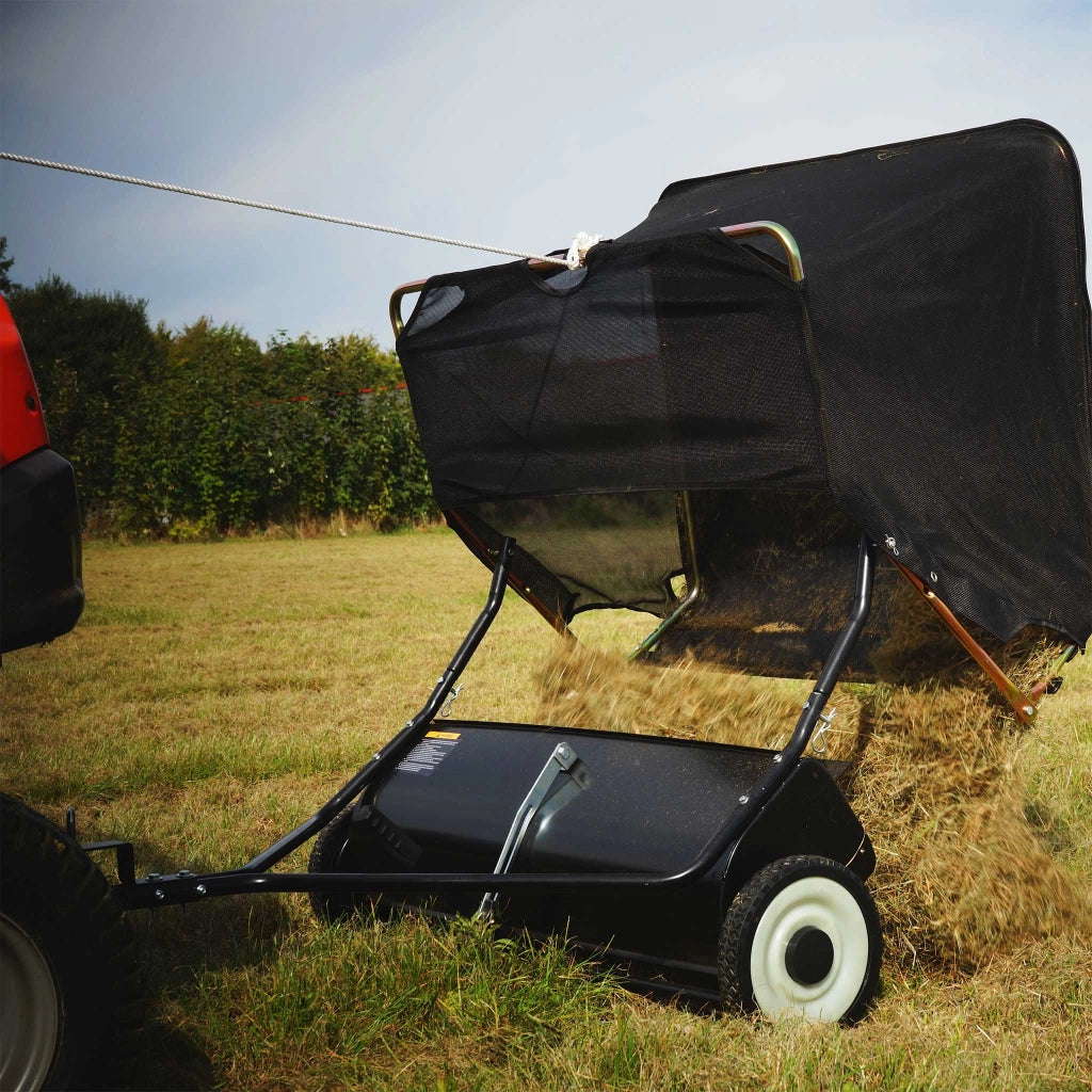 Spazzatrice trainata da prato per trattorini 96cm di larghezza Ruote in gomma da 254x40mm