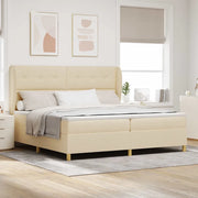 Letto a molle con materasso Crema 200 x 200 cm Tessuto 3340779