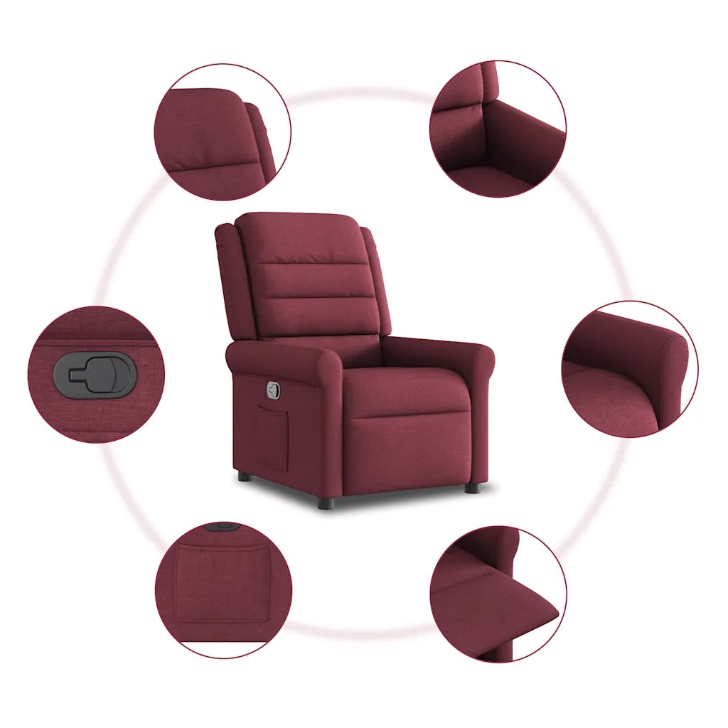 Poltrona Reclinabile in Tessuto Rosso Vino 4015639