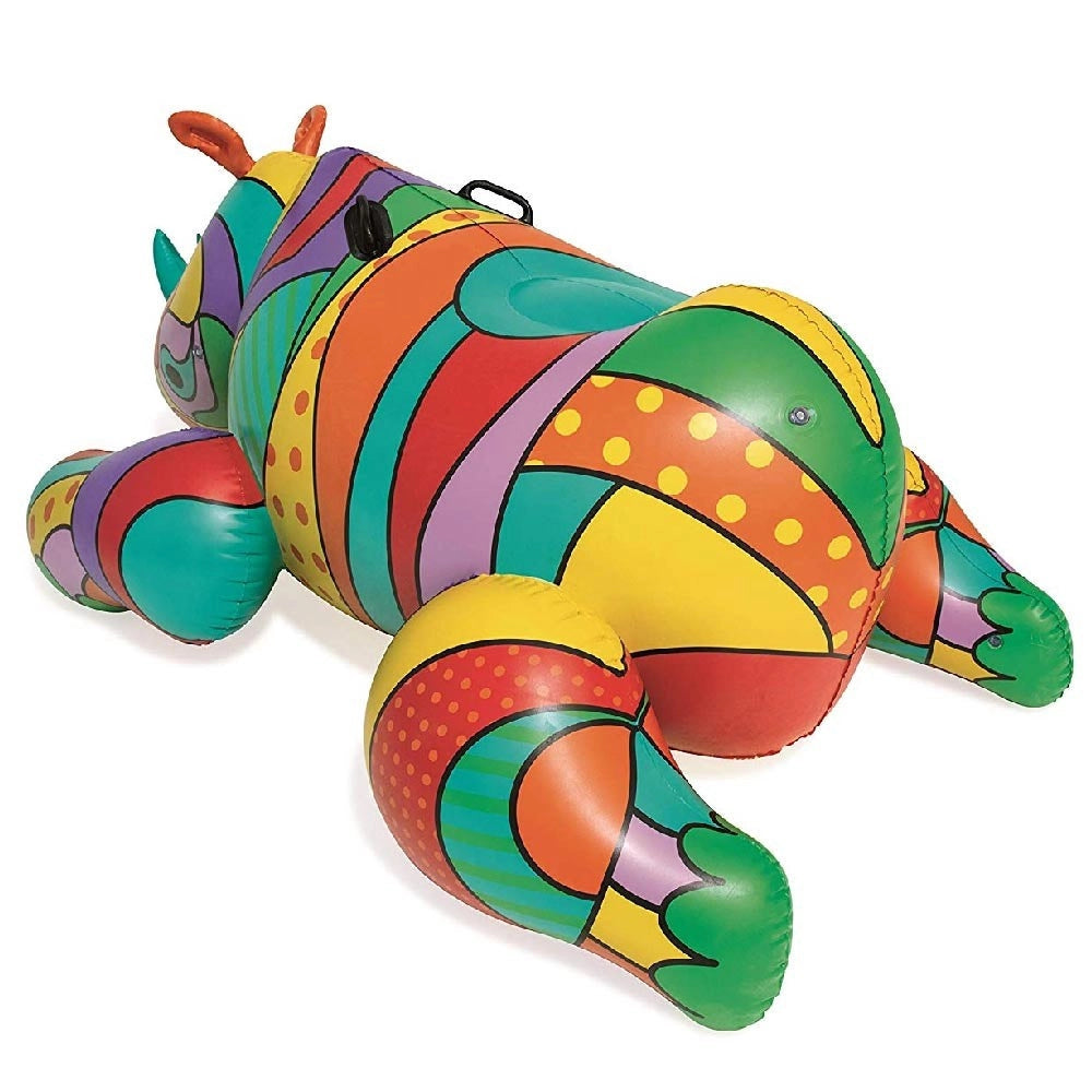 Trade Shop - Rinoceronte Fashion Cavalcabile Gigante 201 X 102 Cm Gonfiabile Multicolore -