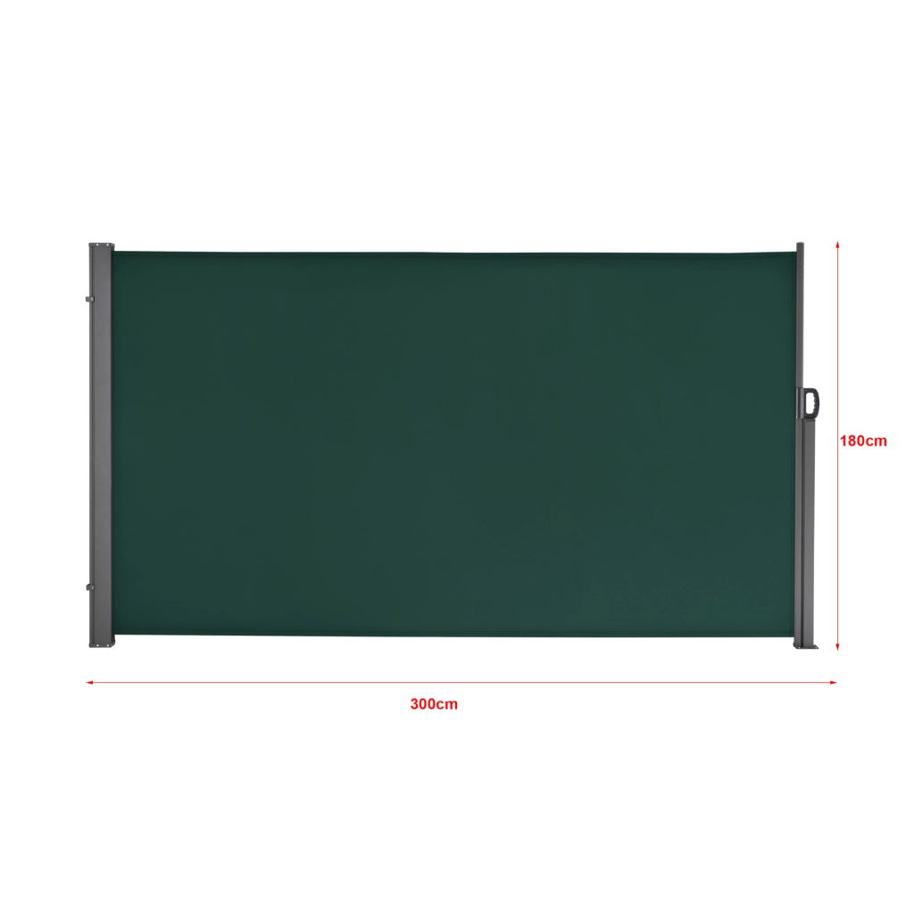 Paravento Estraibile Mulhacén Schermo Solare Verticale Barriera Privacy 180x300 cm Verde Scuro pro.tec