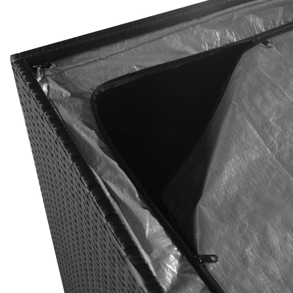 Contenitore da giardino/box 150 x 100 x 100 cm resina intrecciata nera 02_0013113