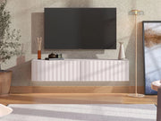 Maderno, Mobile Porta tv un Ripiano, 154x42x32h cm Bianco Crema
