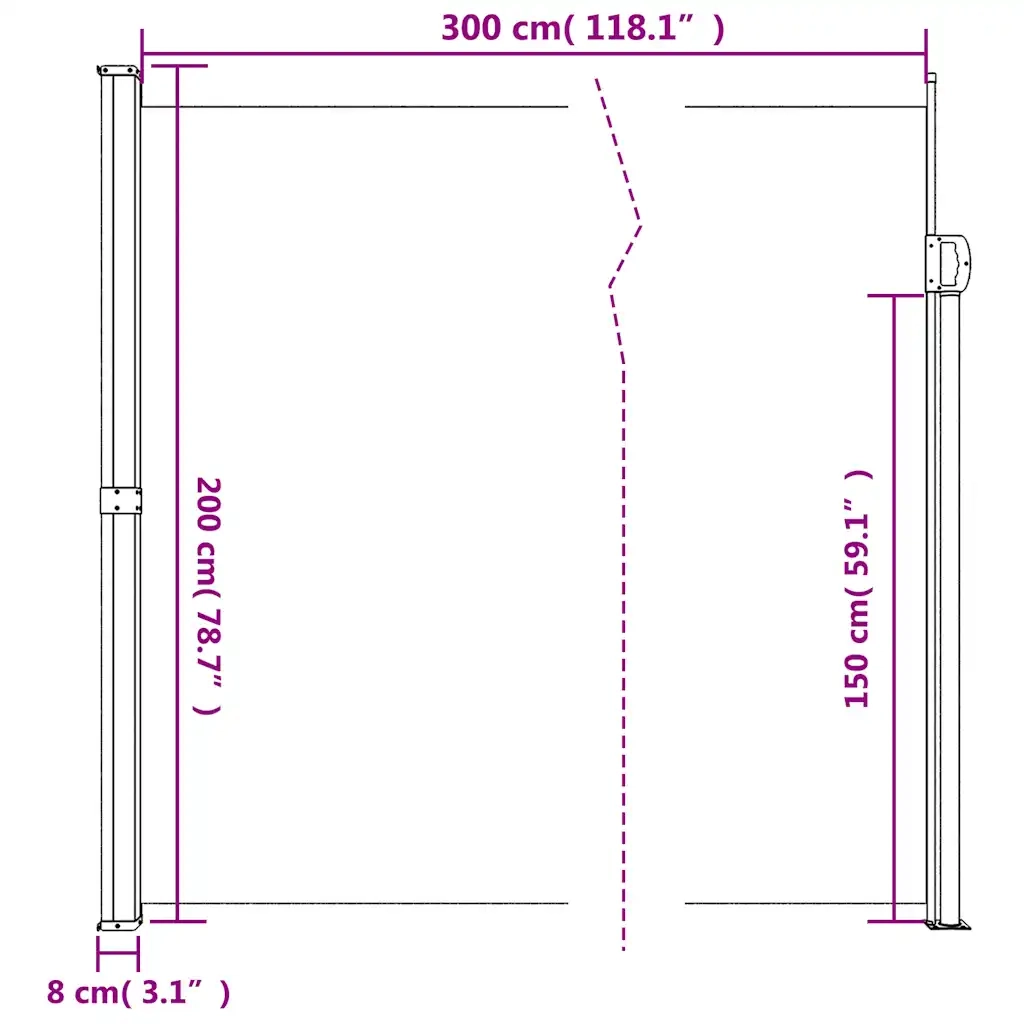 Tenda da Sole Laterale Retrattile Beige 200x300 cm 4004360