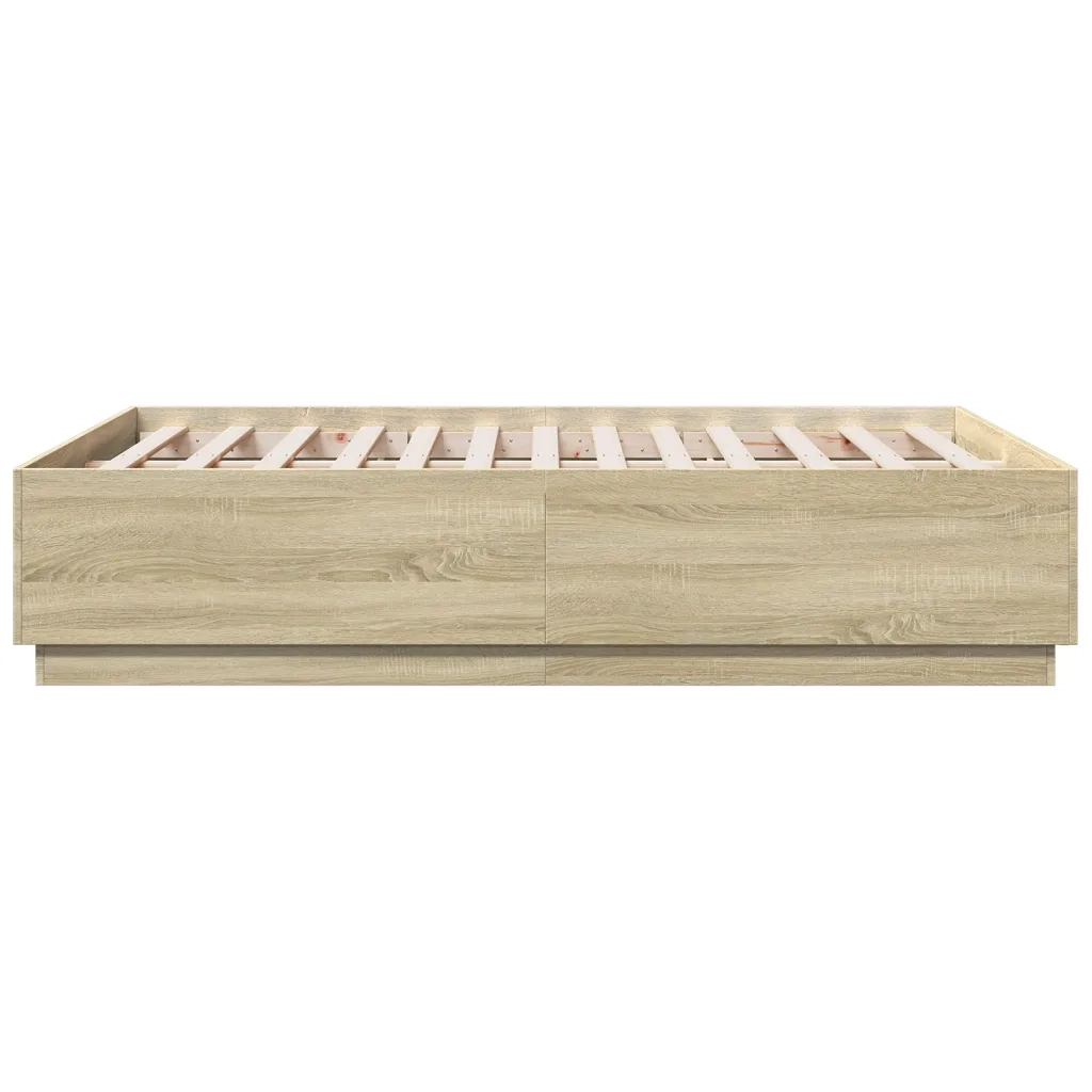 Giroletto Luci LED-Struttura Letto con LED Rovere Sonoma 135x190 cm Legno Multistrato 906452