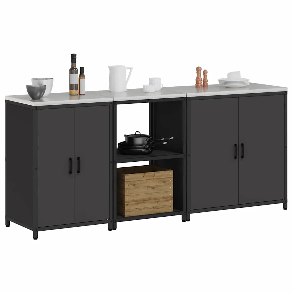 Set di Stoccaggio per Cucina con lo scaffale 3 pcs Nero 3392701