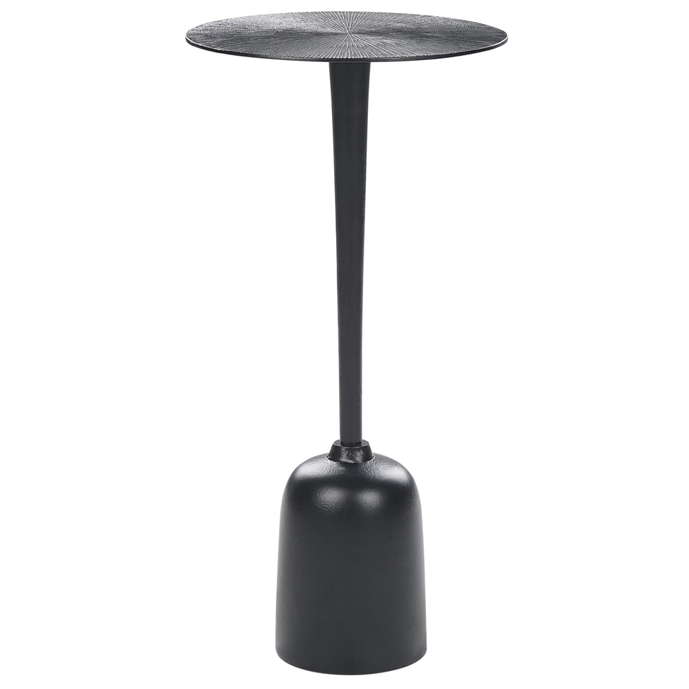 Tavolino in alluminio nero verniciato a polvere con piano rotondo 30 cm stile moderno camera da letto soggiorno