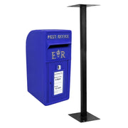Cassetta Postale per le Lettere in Stile Britannico Inglese in Ghisa da Esterno Bocchetta Lettere Standard UK - con Piedistallo - Blu