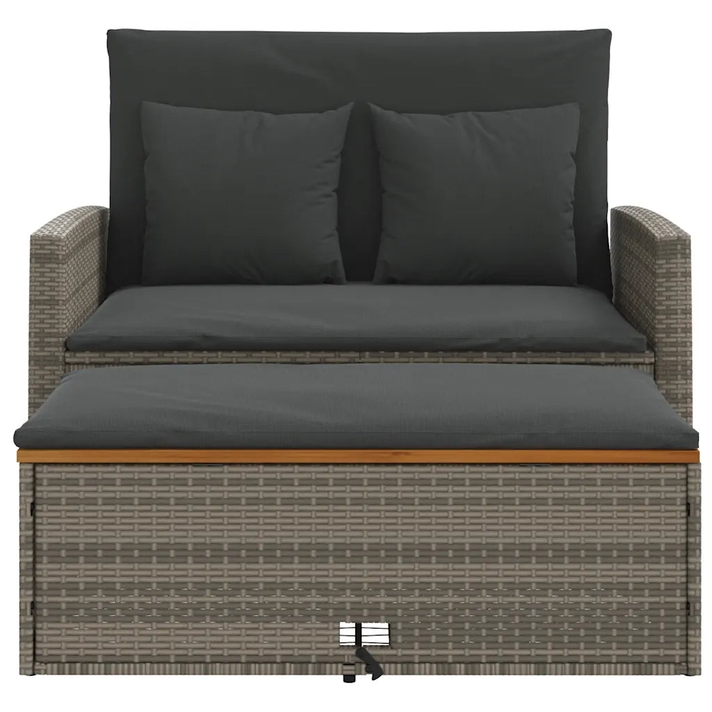 Divano Giardino con Cuscini 2 Posti-Sofa da giardino Grigio in Polyrattan Acacia