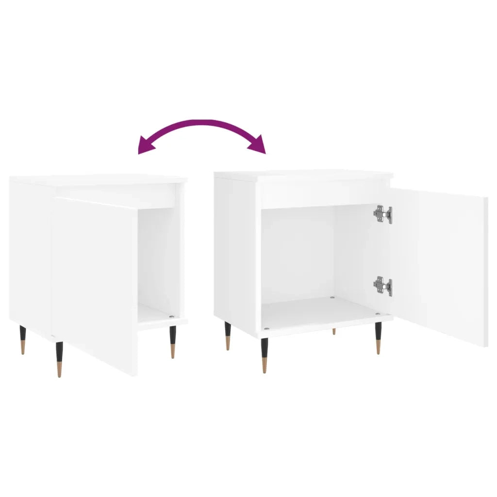Comodini 2 pz-Set di 2 Tavolino da notte Bianchi 40x30x50 cm in Legno Multistrato 786909