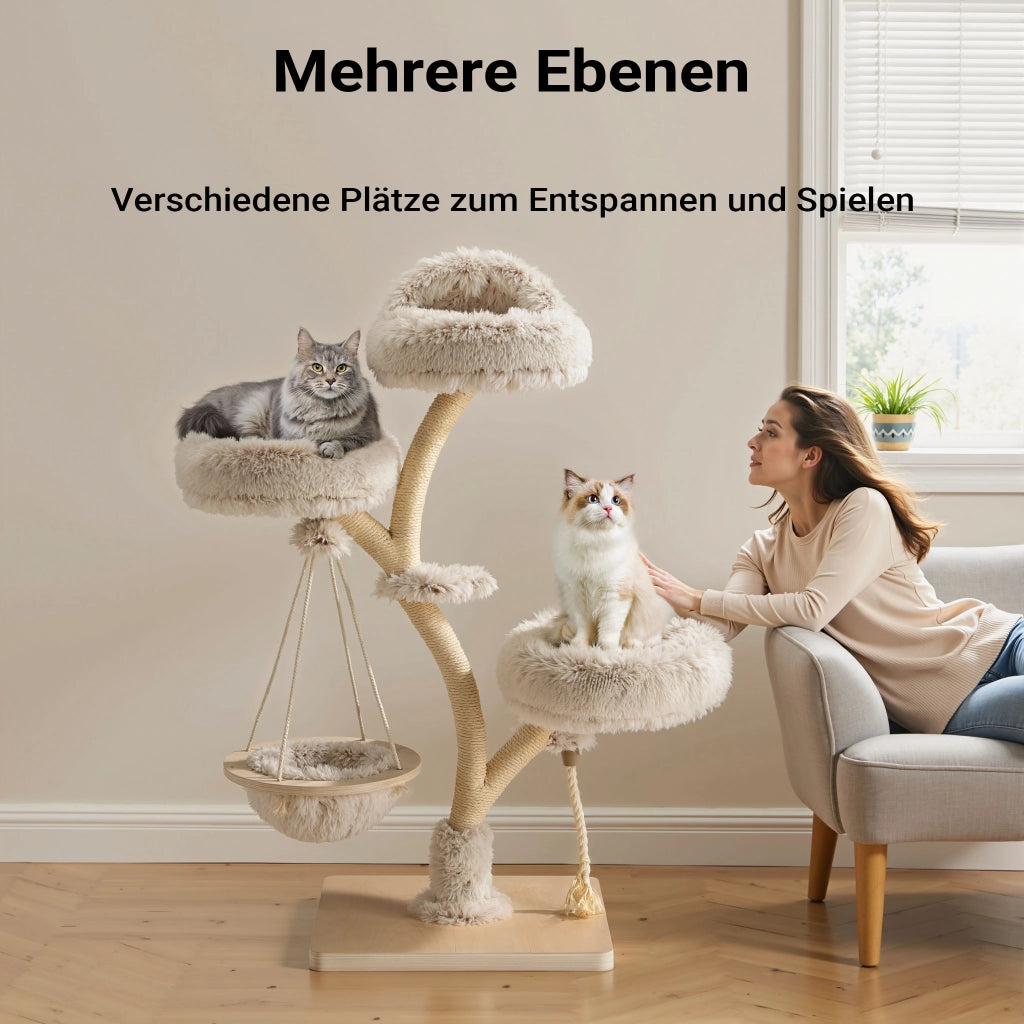 Fudajo Albero tiragraffi con design a rami 130 cm con peluche e sisal