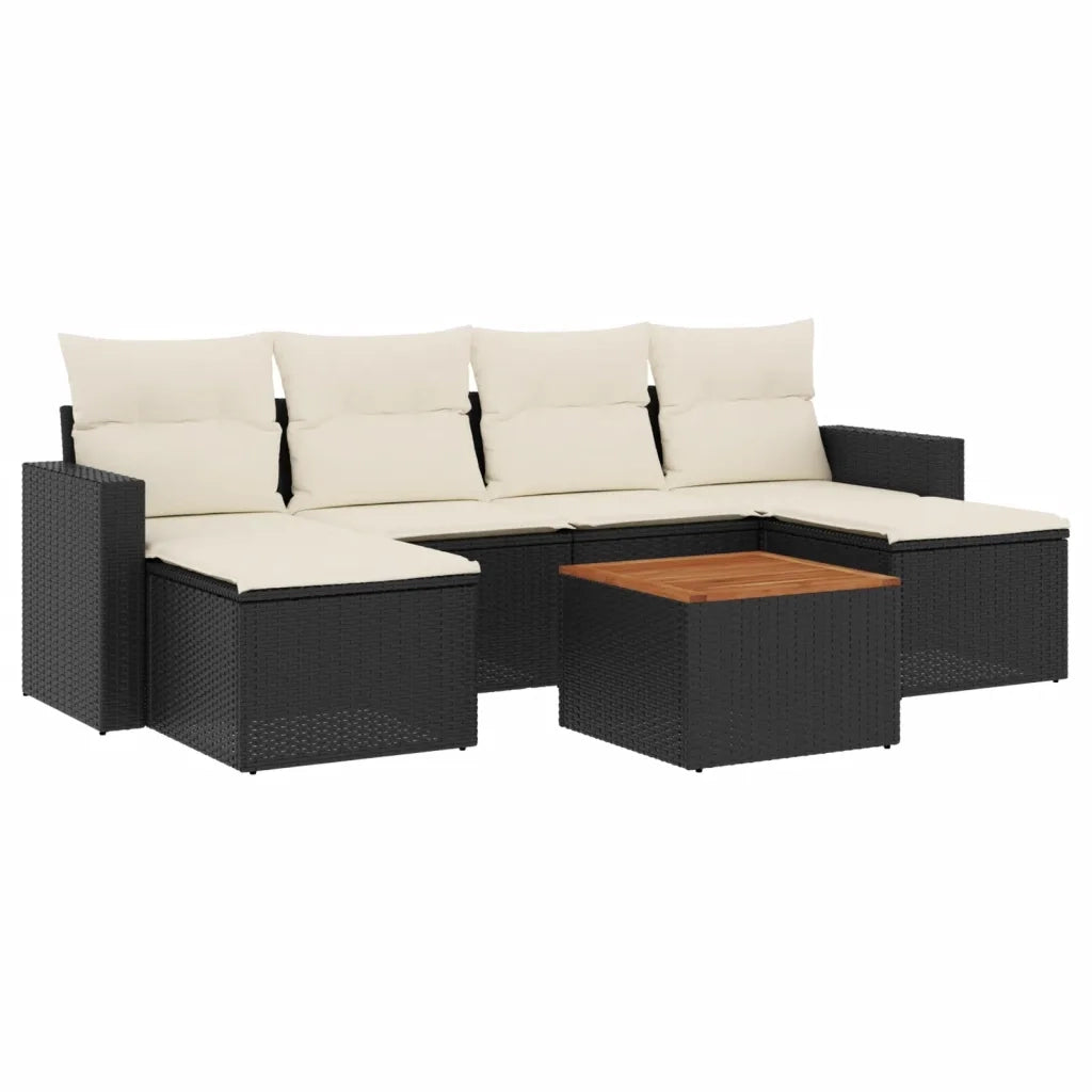 Set Divani da Giardino con Cuscini 7pz Nero Polyrattan 3256574