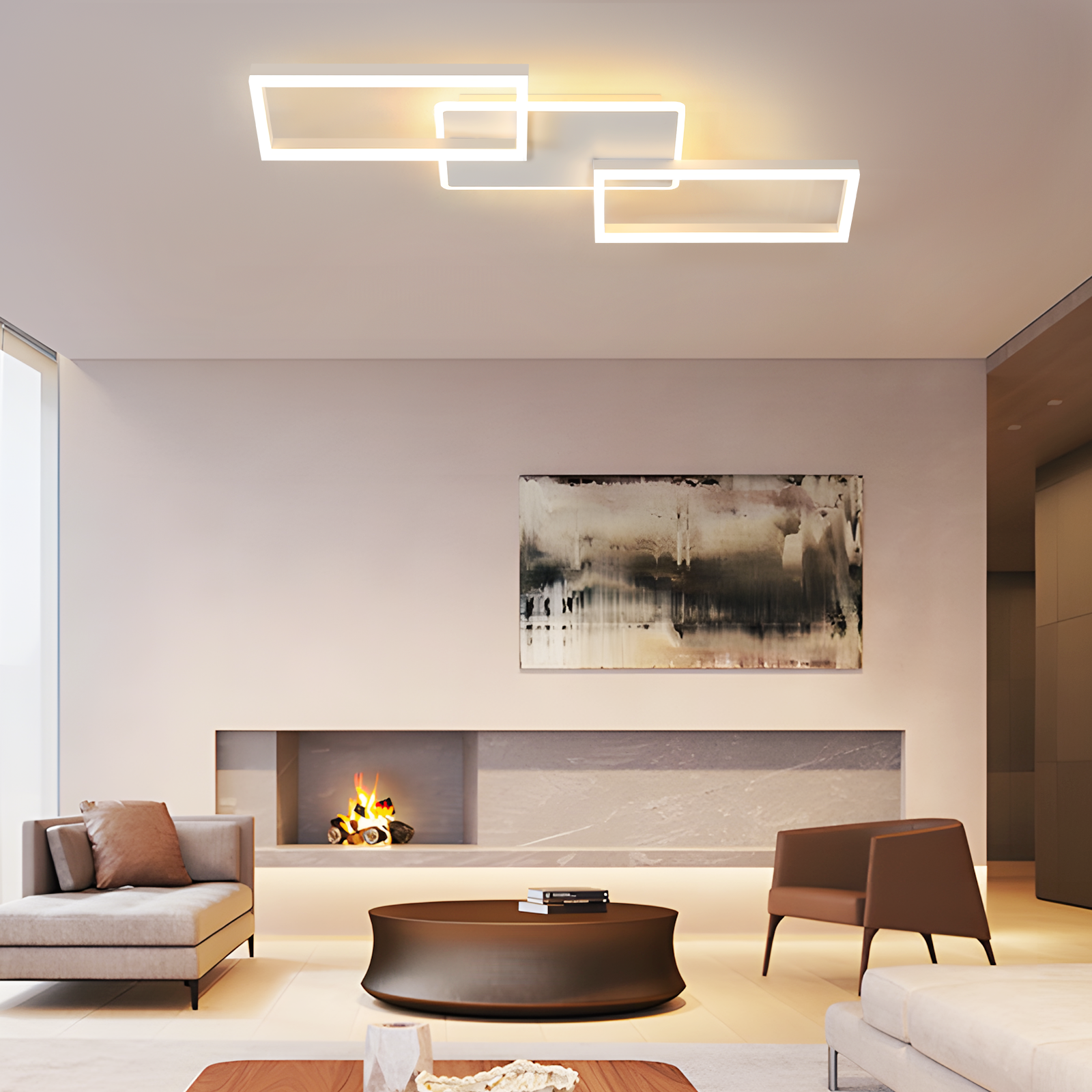 ZMH Lampada da soffitto plafoniera LED moderna 80 cm bianca dimmerabile telecomando 63W