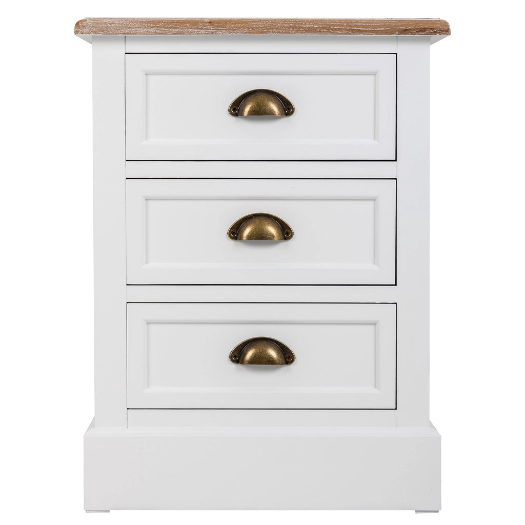 Comodino in legno bianco 3 cassetti 45x35x60h cm