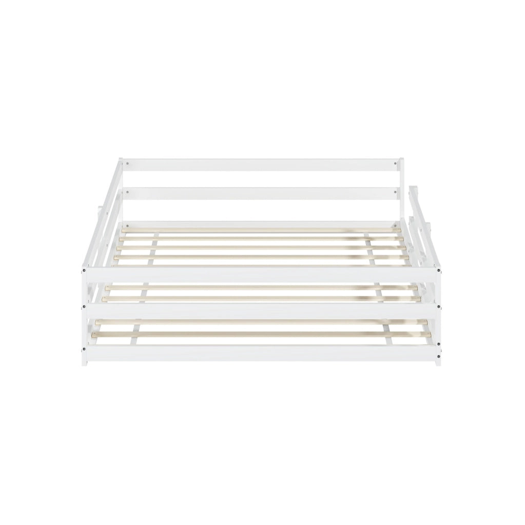 Letto Montessori per bambini in legno di pino con sponde su 4 lati 140x200 cm bianco
