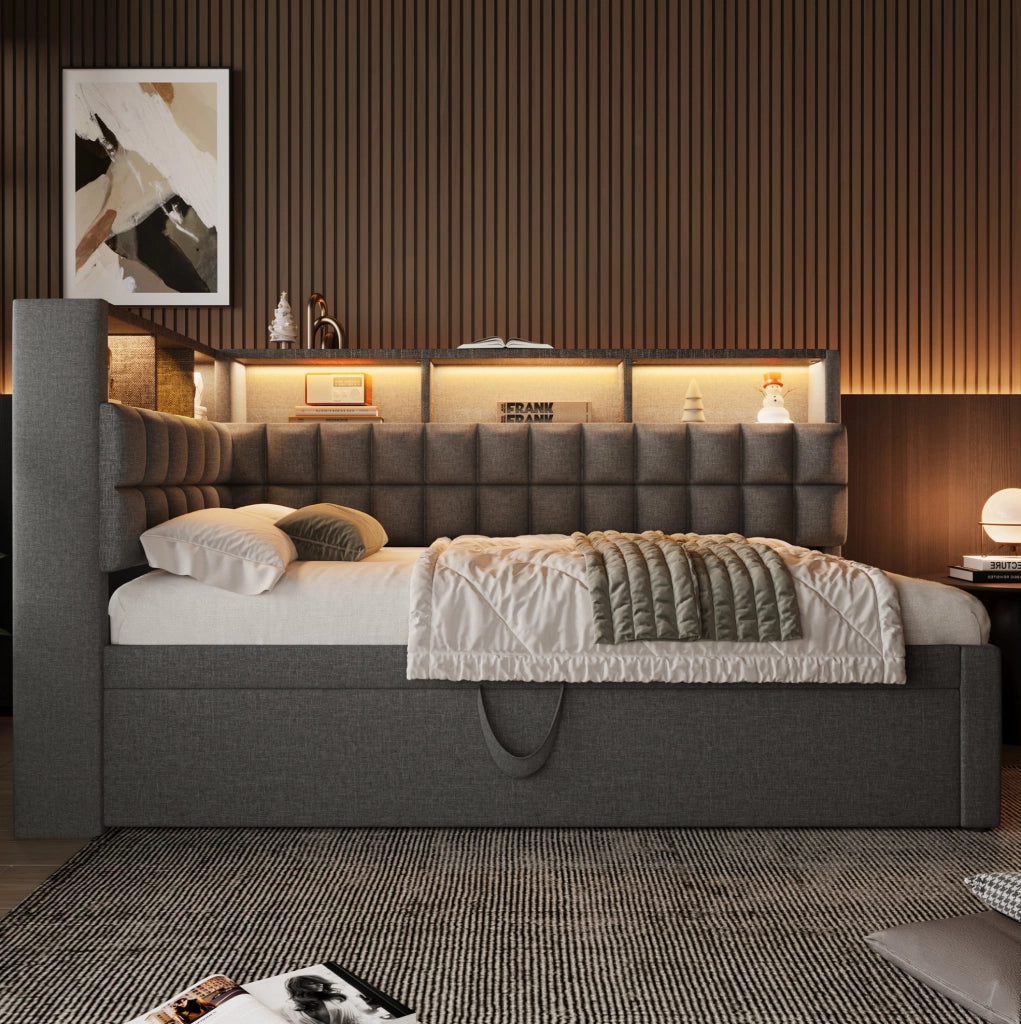 Letto singolo estraibile 90x200 con LED, USB-C e Bluetooth