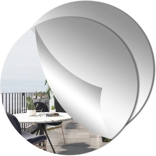 Due pezzi di specchi autoadesivi in acrilico - 24cm specchio HD rotondo - specchi in acrilico senza bordo in plastica da 2mm - decorazione per parete per la casa - decorazione (24*24cm*2mm)