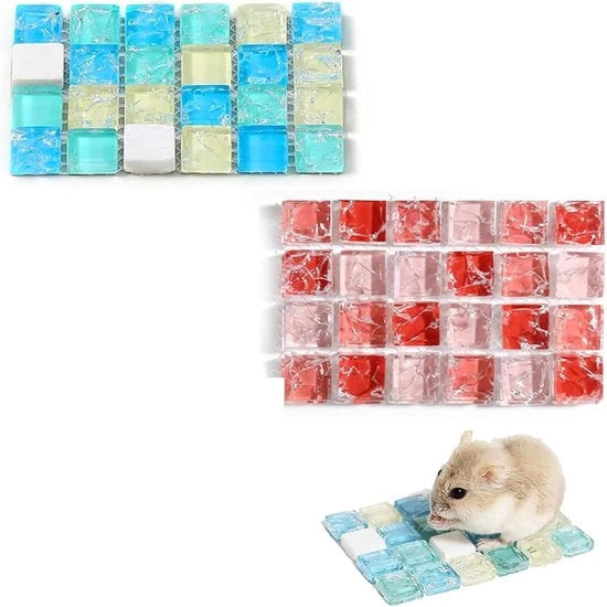 Due mattonelle raffreddanti per roditori - 10*10cm mattonelle raffreddanti per animali domestici - letto raffreddante per conigli - letto raffreddante per roditori - accessori raffreddanti in marmo vetro - adatti a diversi piccoli animali