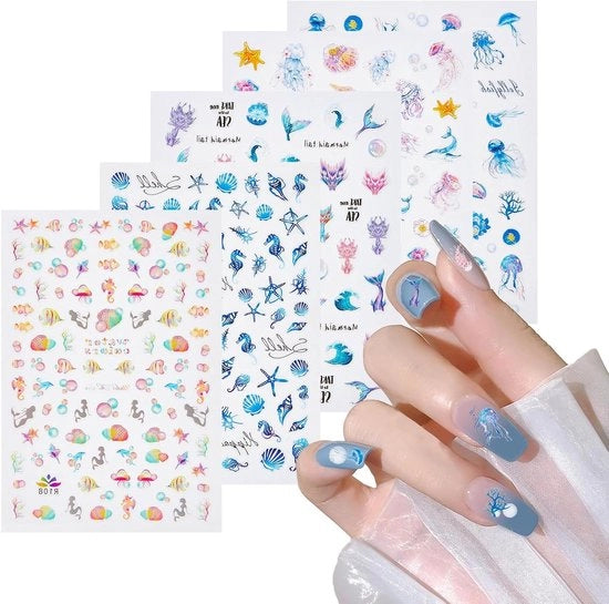 Decorazioni per unghie con 5 veli - Stickers per unghie decorativi con disegni carini - Stickers per unghie autoadesivi - Decorazioni per unghie con disegni carini con 5 veli