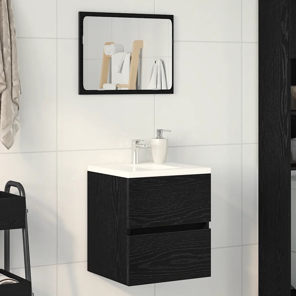 Mobile Lavabo | Armadio Lavabo Rovere Nero 41x38,5x45 cm in Legno Multistrato