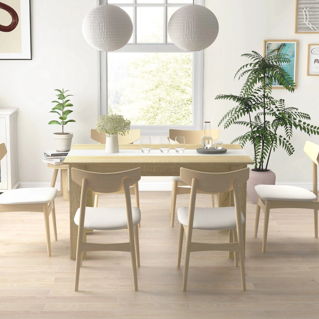 Tavolo da pranzo allungabile ¨C Zephmum ¨C Bianco e rovere 140x89.5x75 cm