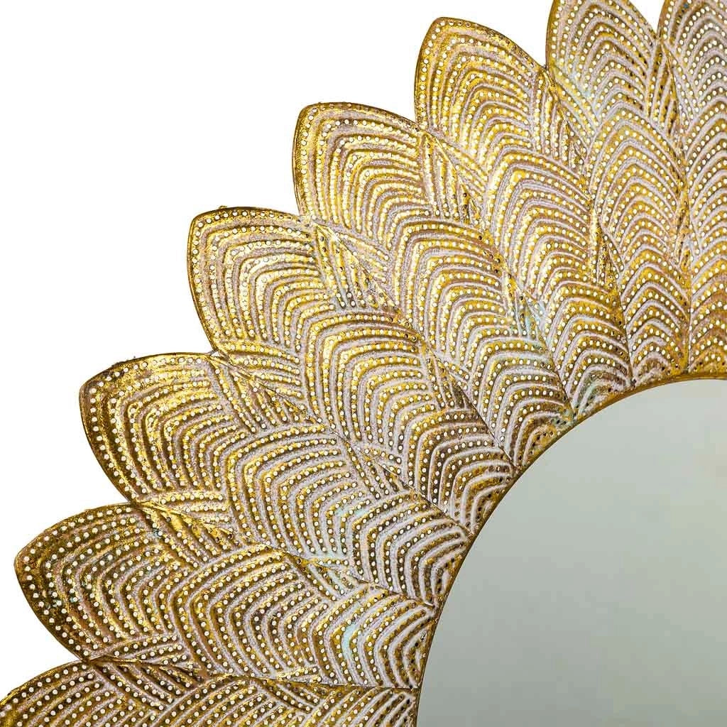 Specchio da parete in metallo dorato 72,5x4,5x72,5h