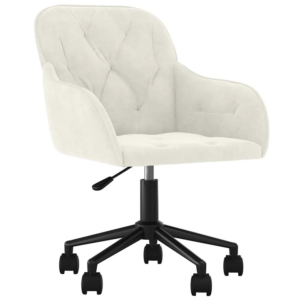 Sedia da Ufficio Girevole Crema in Velluto 344876