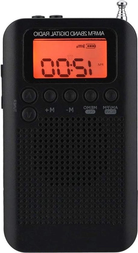Radio digitale portatile con ricezione AM FM - 2 bande stereo e schermo ICD - inclusa cuffia auricolare