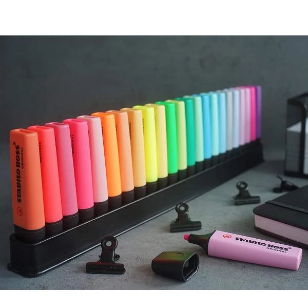 Stabilo evidenziatore - boss original desk-set 50 years edition - 23 colori assortiti 9 neon + 14 pastel - 7023-01-5