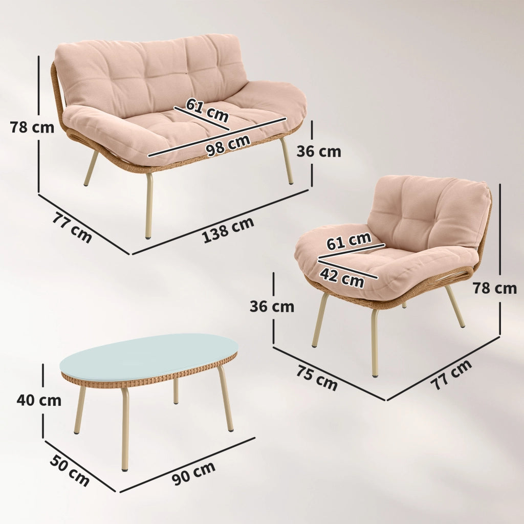 Set divano giardino 4 pezzi ¨C zephmum ¨C beige