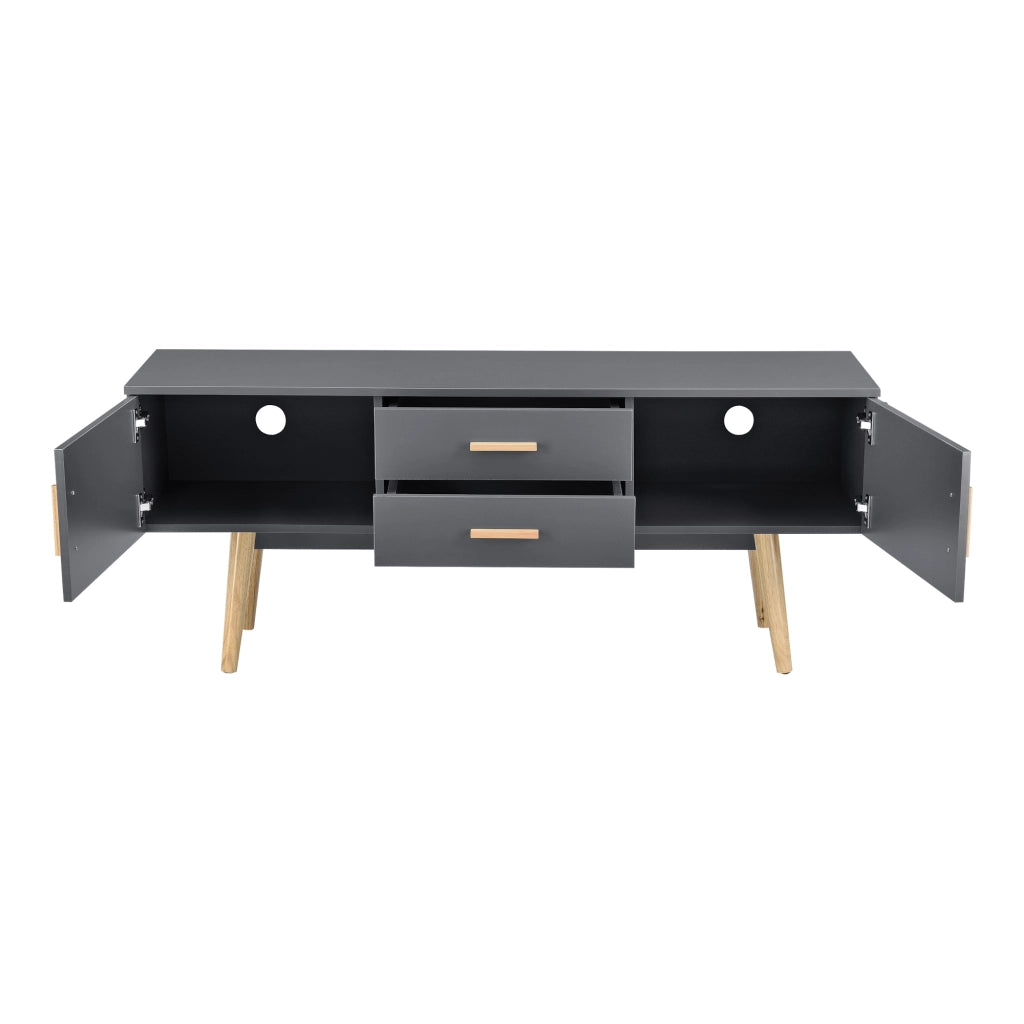 Mobile Porta TV Alavus con 2 Cassetti 140x40x56 cm - Grigio Scuro [en.casa]
