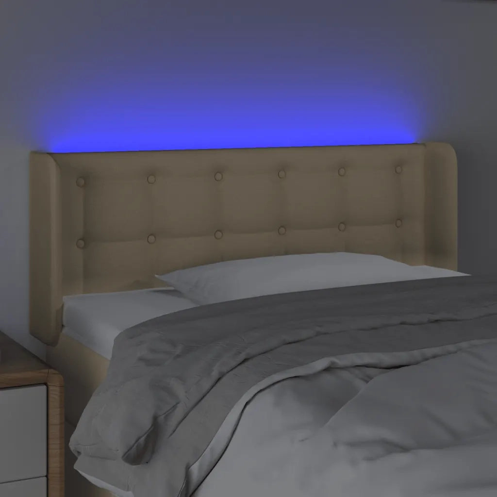 Testiera a LED Crema 103x16x78/88 cm in Tessuto