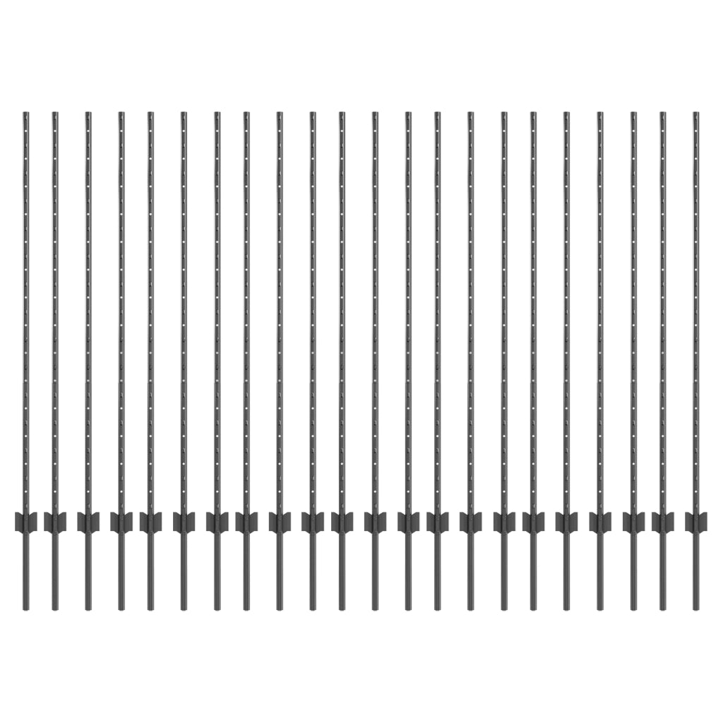 Pali per recinzione 44 pcs U-Channel Grigio 180 cm Acciaio