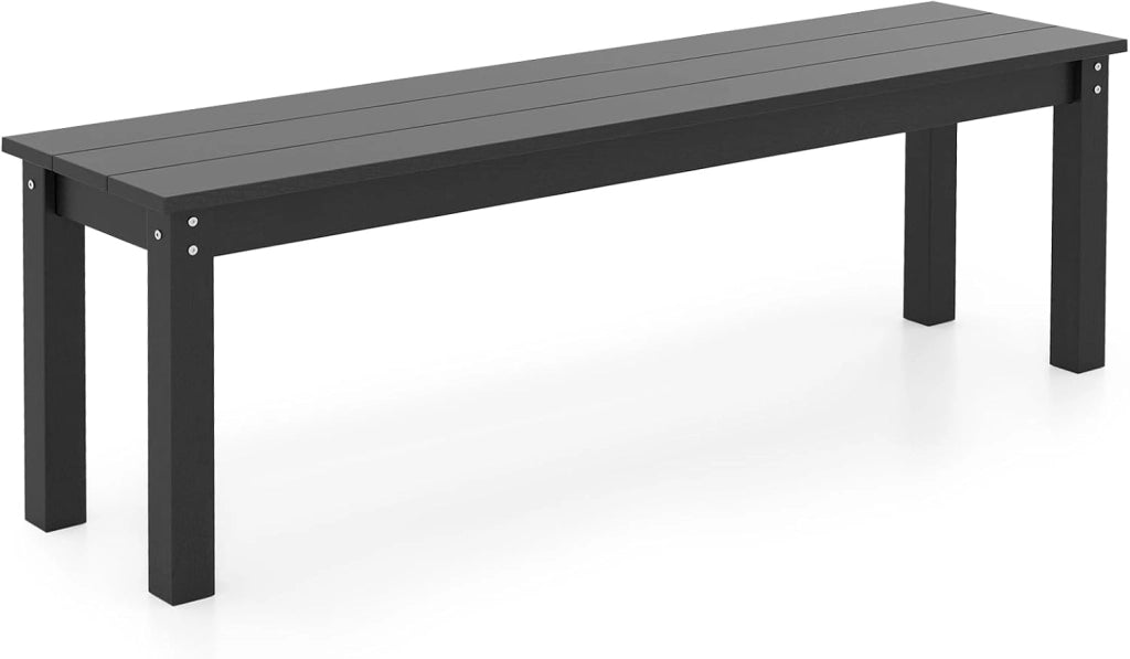 GIANTEX Panca da giardino resistente alle intemperie, per 3 persone, panca da balcone senza schienale, per giardino, terrazza, effetto legno, in plastica, portata fino a 340 kg, per esterni, 140 x 35
