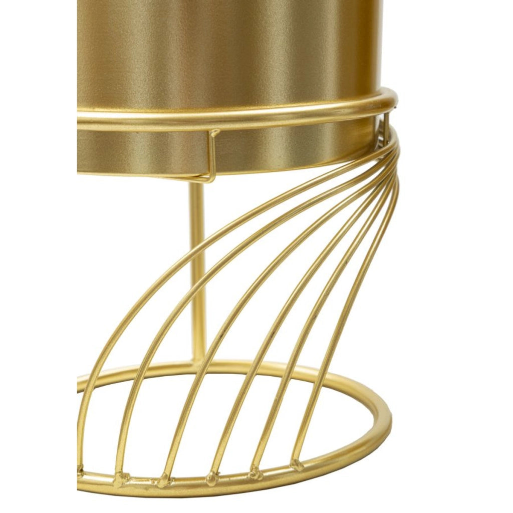 Set di 2 Vasi per Piante VKH394, Oro, Metallo, 23x23x35 cm
