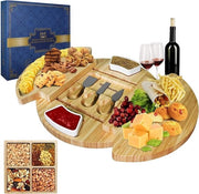 Tavolo da Tagliere con Strumento da Formaggio, Piatto da Formaggio per Charcuterie, Tavola da Servire per Wijncracker Brie e Carne, Grande Server in Legno Spesso, Regalo di Benvenuto per Piccoli Piatti