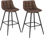 Sgabelli da Bar Stile Industriale Alta Sedia da Cucina in PU Marrone Gambe in Metallo 2 Pezzi