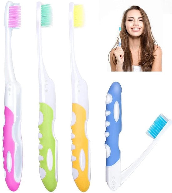 Set di spazzolini da denti pieghevoli - 4 pezzi - setole morbide - igienico - portatile - adatto per viaggi e campeggio