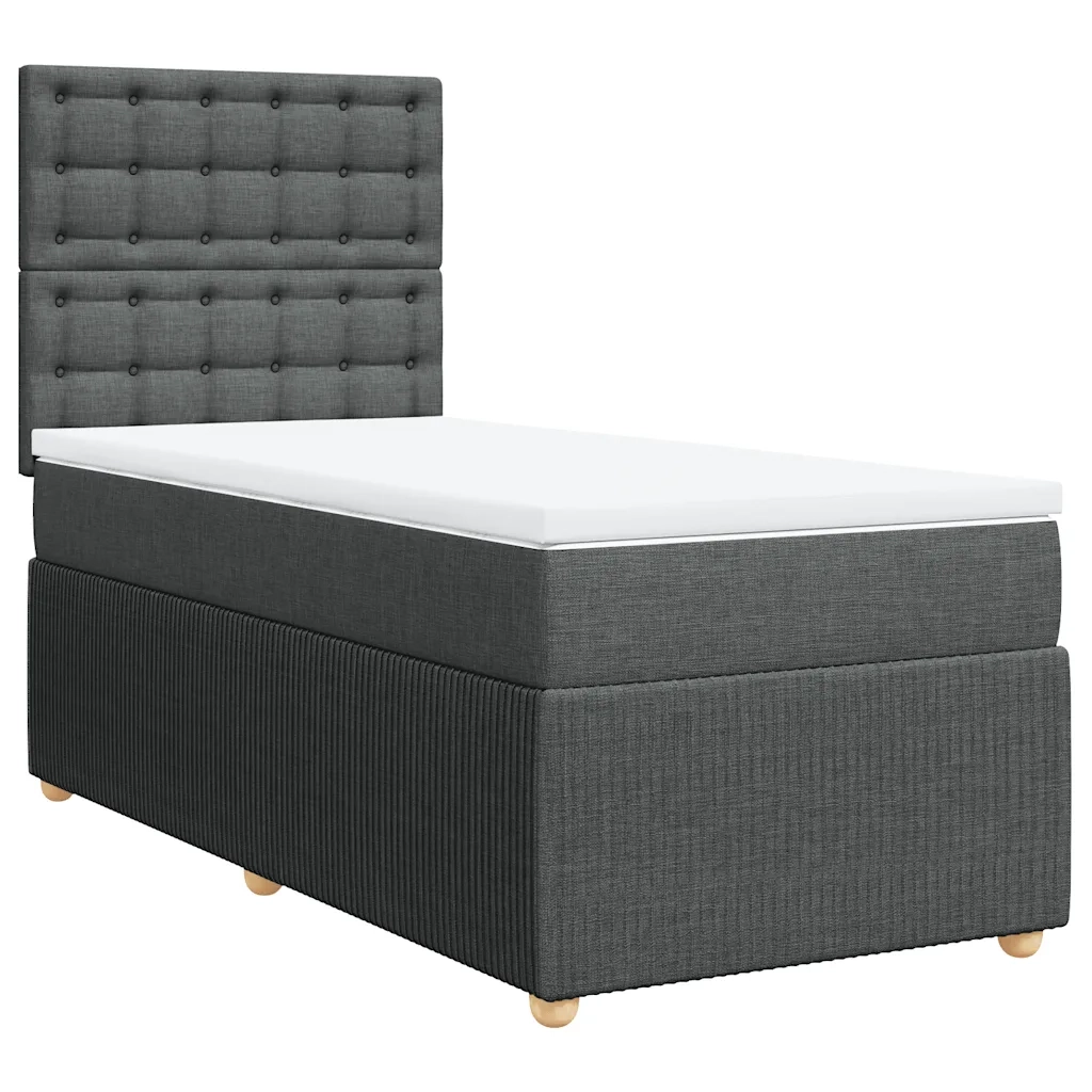 Giroletto a Molle con Materasso Grigio Scuro 90x200 cm Tessuto