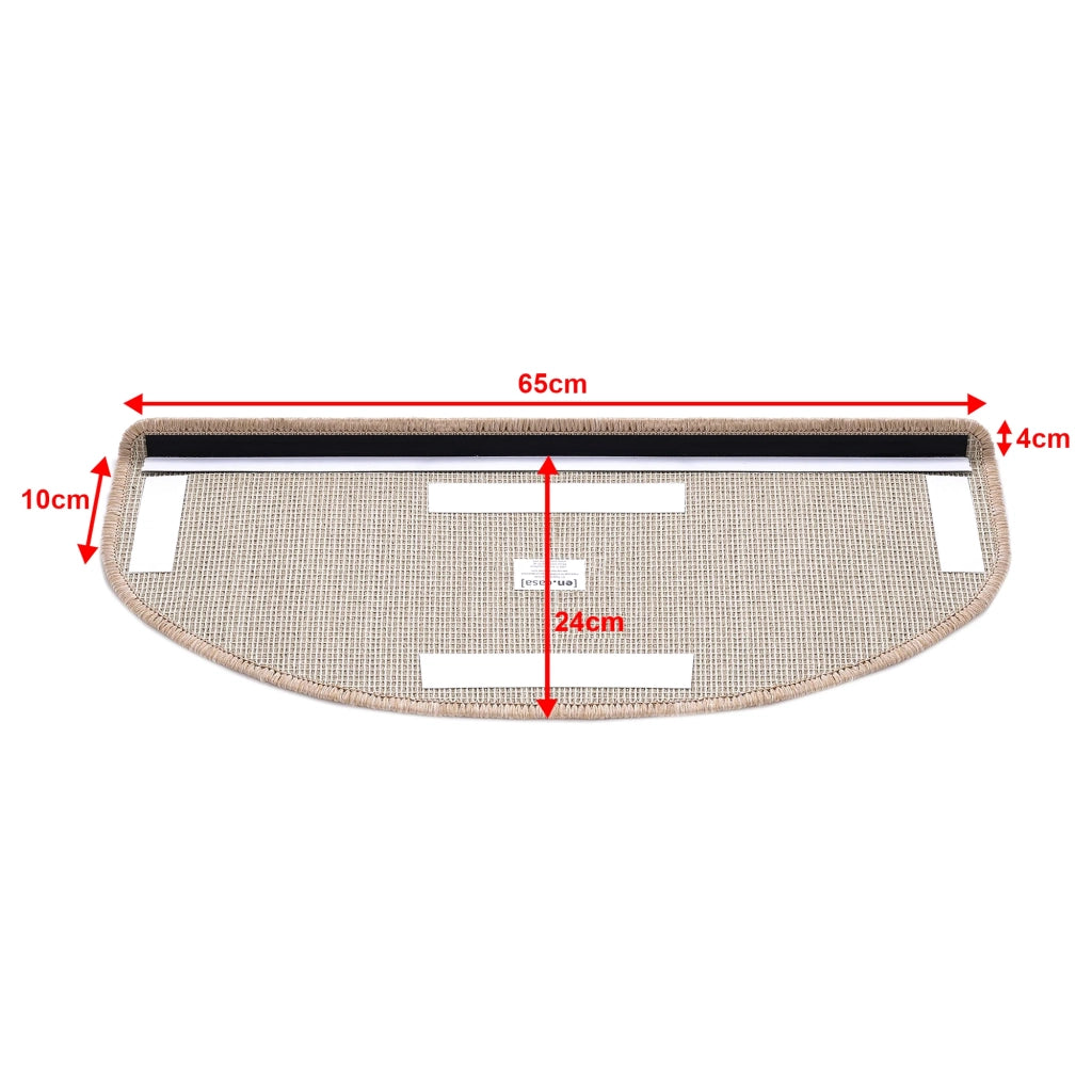 Set di 15 gradini antiscivolo semicircolari 65 x 24 cm con bordo beige 03_0007611