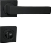 Kit di serrature per bagno, per porte bagno, rosetta quadrata, set di serrature per wc, fermi porta in alluminio, kit di serrature per bagno in alluminio nero