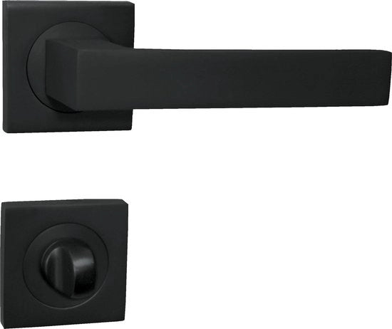 Kit di serrature per bagno, per porte bagno, rosetta quadrata, set di serrature per wc, fermi porta in alluminio, kit di serrature per bagno in alluminio nero