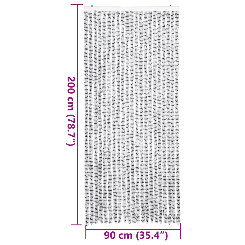 Tenda Antimosche-Zanzariera Grigio Chiaro e Grigio Scuro 90x200cm Ciniglia