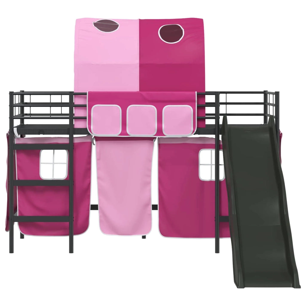 Struttura del letto loft per Bambini | Letto Infantile | Lettino Nero e rosa 100 x 190 cm